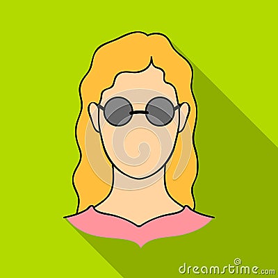 A woman with blond hair with glasses.A blind woman because of diabetes.Diabetes single icon in flat style vector symbol Vector Illustration