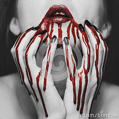 Woman in blood Stock Photo