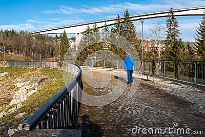 Cantilever concrete bridge Gabrovo Bulgaria Stock Photo