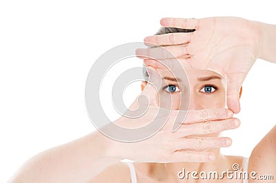 Woman Blue Eyes Stock Photo