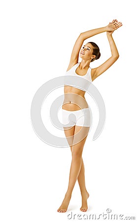 Woman Body Beauty, Model Girl Fitness Exercise White Underwear Stock Photo