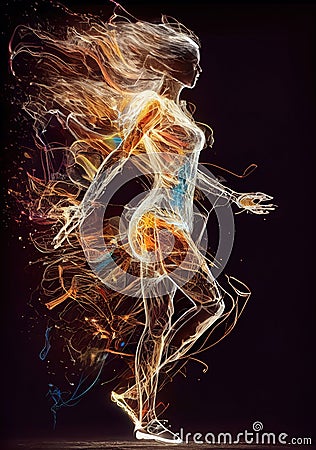 Woman body and energy centres made with generative AI Stock Photo