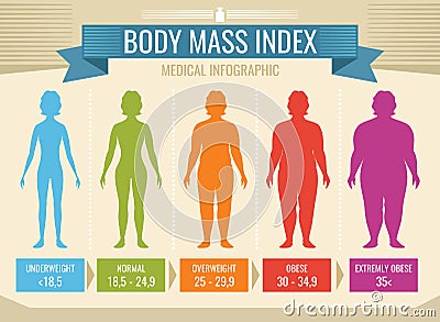 Woman body mass index vector medical infographic Vector Illustration