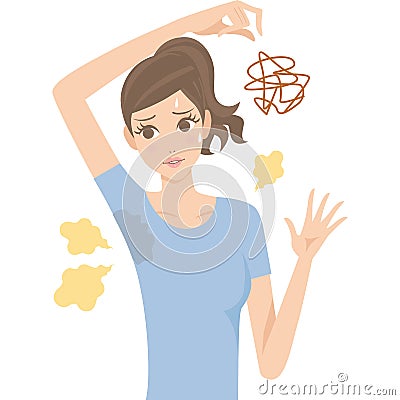 Woman of the body odor Vector Illustration