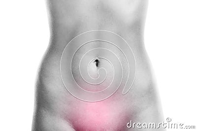 Woman body suffering from menstruation pain Stock Photo