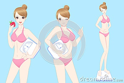 Woman with body weight Stock Photo