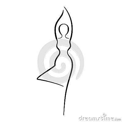 Woman body in yoga, girl beauty, line art icon. Female pose outline silhouette, model, figure. Abstract sign of girl for Vector Illustration