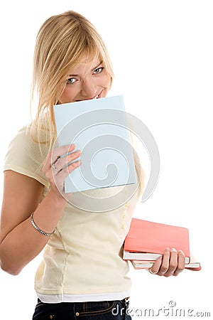 Woman with books Stock Photo