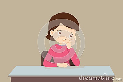 Woman Bored Feeling tired and stressed Vector Illustration