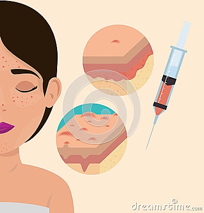 Woman with botox treatment Vector Illustration