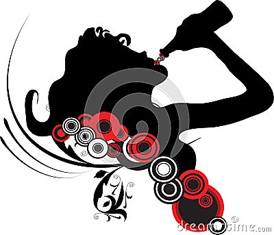 Woman with bottles Vector Illustration