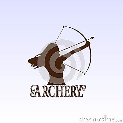 Woman Bow Archery Silhouette Sport Club Logo Design Vector Vector Illustration
