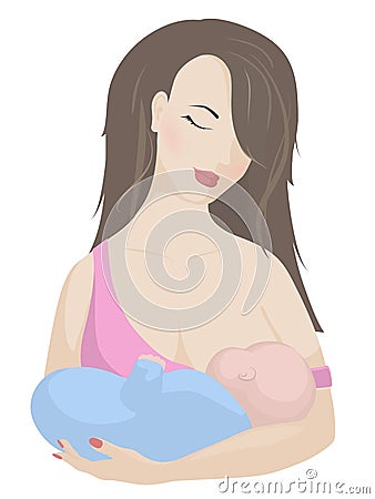 Woman breastfeeding baby Vector Illustration