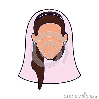 Woman in bridal veil icon, flat design Vector Illustration