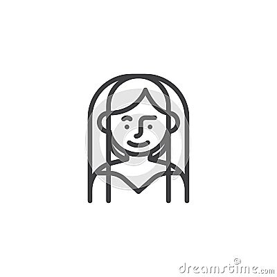 Woman in bride veil line icon Vector Illustration