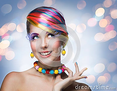 Woman with bright makeup Stock Photo