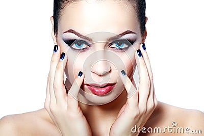 Woman with brightly blue eyes Stock Photo