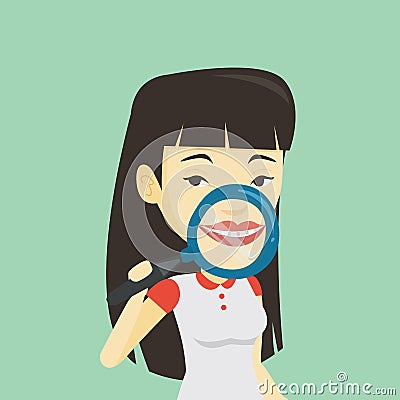 Woman brushing her teeth vector illustration. Vector Illustration