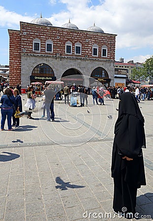 Woman in Burka in Istanbul, Turkey Editorial Stock Photo