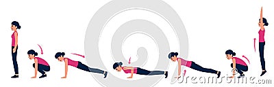 Woman burpee exercise Vector Illustration