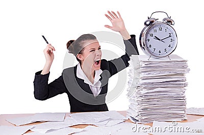 Woman businesswoman under stress missing Stock Photo