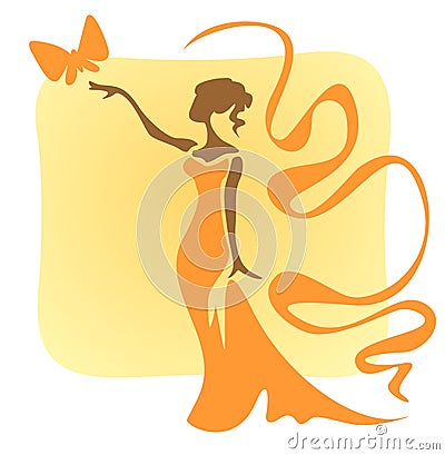 Woman and butterfly Vector Illustration