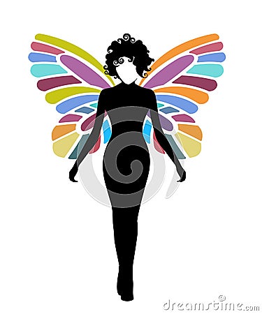 Woman Butterfly Vector Illustration