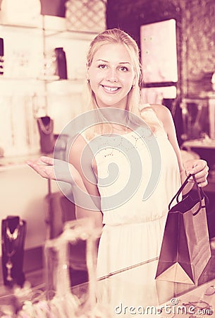 Woman buying accessorizes Stock Photo