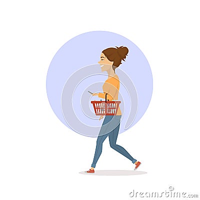 Woman buying household items in supermarket Vector Illustration