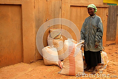 Woman buying rice Editorial Stock Photo