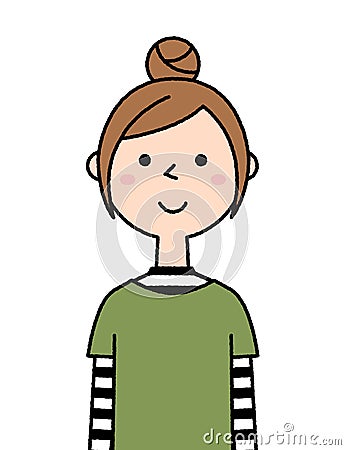 A cute and young woman facing the front Vector Illustration