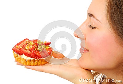 Woman with the cake. Stock Photo