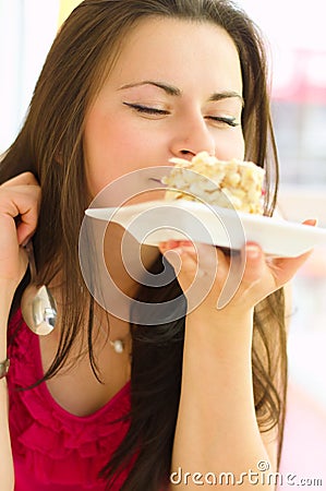 Woman with cake Stock Photo
