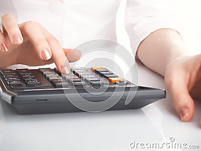 Woman with calculate Stock Photo