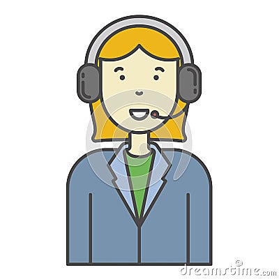 Woman call center operator vector icon for computer and mobile phone apps Vector Illustration