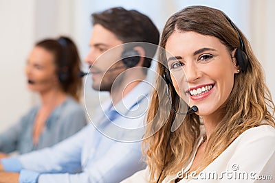 Woman at call centre Stock Photo