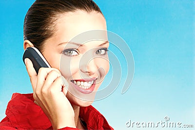 Woman calling by phone Stock Photo