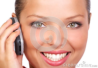 Woman calling by phone Stock Photo