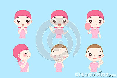 Woman with cancer chemotherapy Vector Illustration