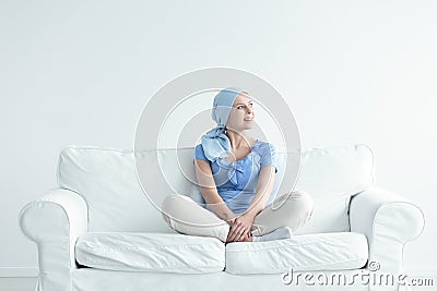 Woman with cancer smiling Stock Photo