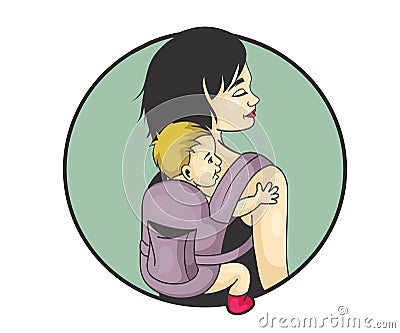 Woman carrying baby Vector Illustration