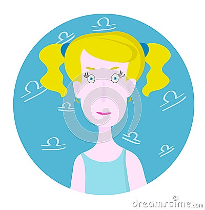 Woman cartoon portrait representing Libra Zodiac Sign Vector Illustration