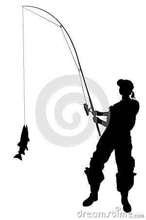 woman with a catching fish stock image - image: 13601781