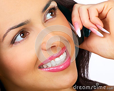 Woman with cellular Stock Photo