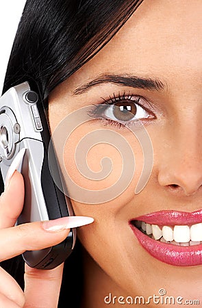 Woman and cellular phone Stock Photo