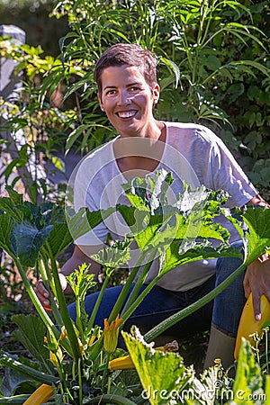 Woman - ceuillette in a vegetable garden Stock Photo