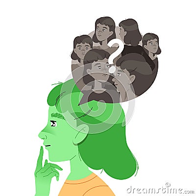 Woman Character with Divergent Type of Thinking as Mindset Model in Her Head Vector Illustration Vector Illustration