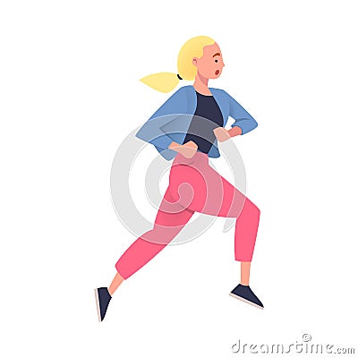 Woman Character Hurrying Running Fast Feeling Panic of Being Late Vector Illustration Vector Illustration
