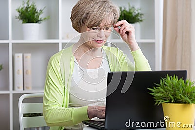 Woman chatting on the Internet Stock Photo