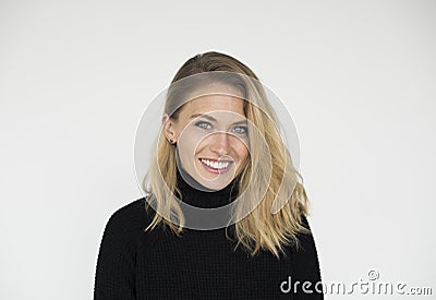 Woman Cheerful Studio Portrait Concept Stock Photo